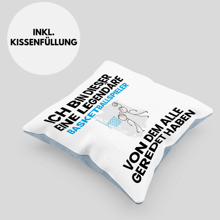 Basketballspieler Geschenk Kissen mit Füllung 40x40 Lustige Geschenkidee Geburtstag für Basketballspieler Ich Bin Dieser Legendäre Basketballspieler Von Dem Alle Geredet Haben (Grau) Blau Trendation