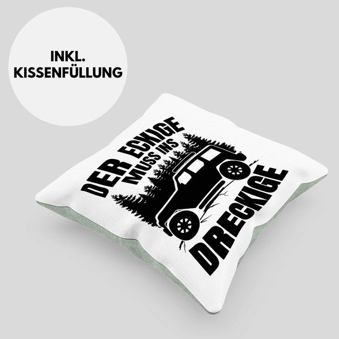 SUV Geschenk Der Eckige Muss Ins Dreckige Geländewagen Geschenkidee Kissen mit Füllung 40x40 (Grau) Grün Trendation