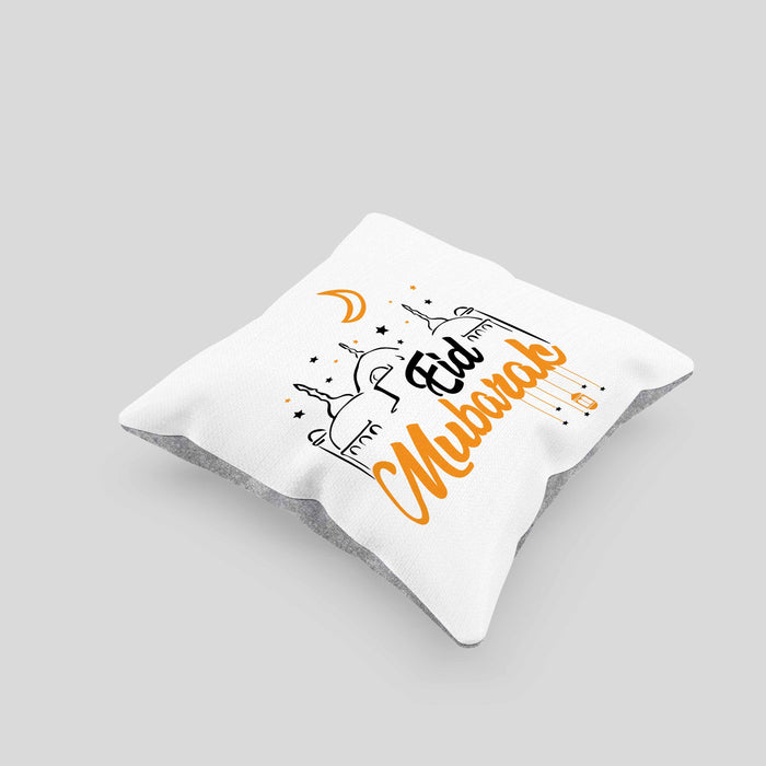 Eid Mubarak Kissen mit Füllung 40x40 Geschenk Muslime Geschenkidee Sprüche für Muslimische Menschen (Grau) Grau Trendation