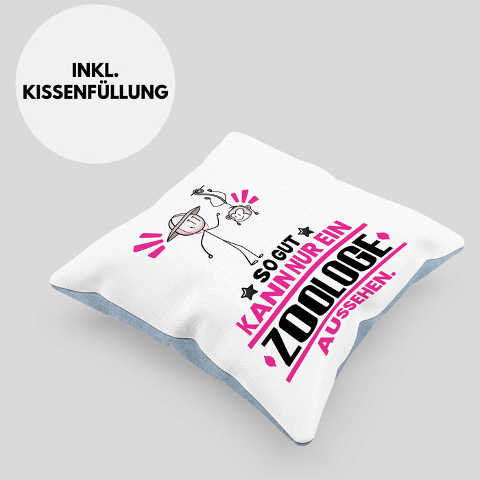 Zoologe Geschenk Kissen mit Füllung 40x40 So Gut Kann Nur Ein Zoologe Aussehen Geschenkidee (Grau) Blau Trendation