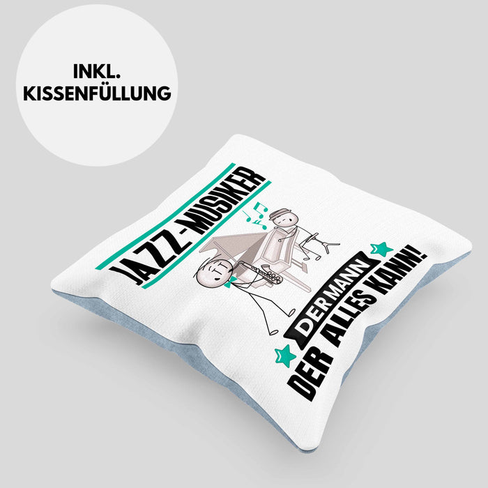 Jazz-Musiker Kissen mit Füllung 40x40 Geschenk für Jazz-Musiker Der Mann Der Alles Kann Geschenkidee zum Geburtstag (Grau) Blau Trendation
