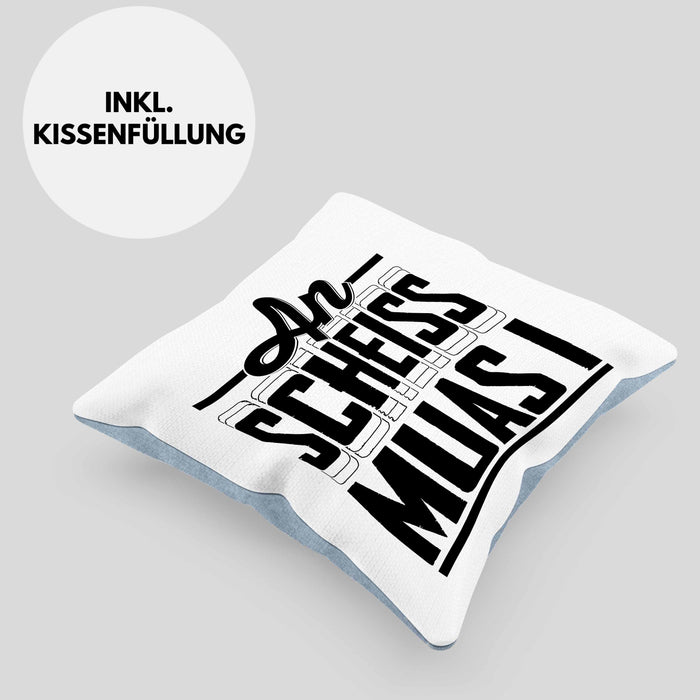 Bayern Kissen mit Füllung 40x40 Geschenk Witz Bayer Boarisch Witz Spruch Kaffee-Kissen mit Füllung 40x40 Geschenkidee (Grau) Blau Trendation