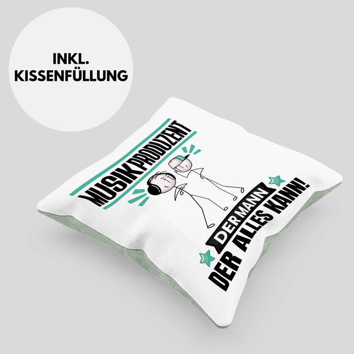 Musikproduzent Kissen mit Füllung 40x40 Geschenk für Musikproduzent Der Mann Der Alles Kann Geschenkidee zum Geburtstag (Grau) Grün Trendation