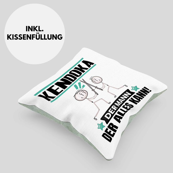 Kendoka Kissen mit Füllung 40x40 Geschenk für Kendoka Der Mann Der Alles Kann Geschenkidee zum Geburtstag (Grau) Grün Trendation