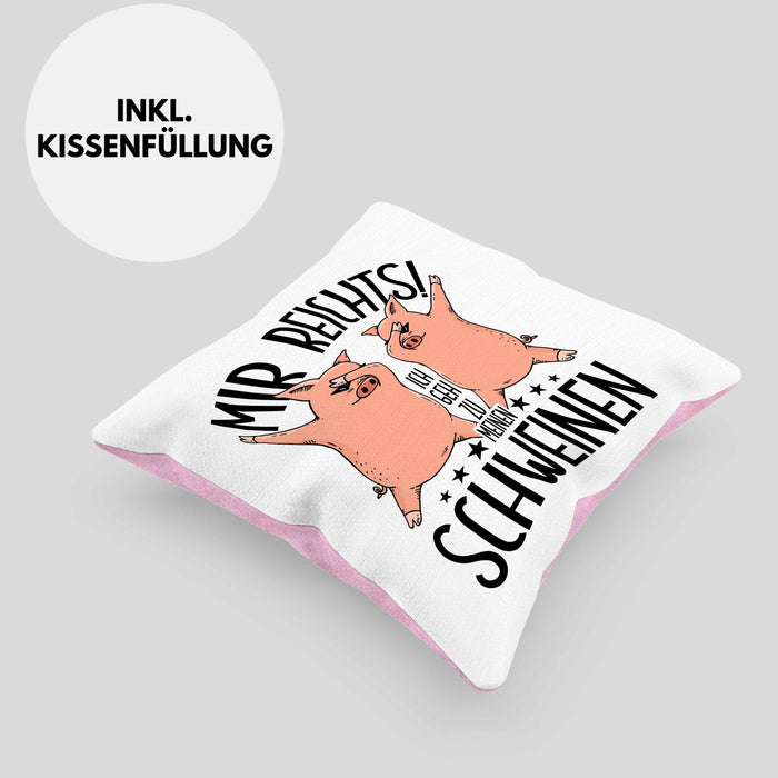 Lustige Kissen mit Füllung 40x40 Geschenk für Schweine-Bauer Geschenkidee Spruch (Grau) Rosa Trendation