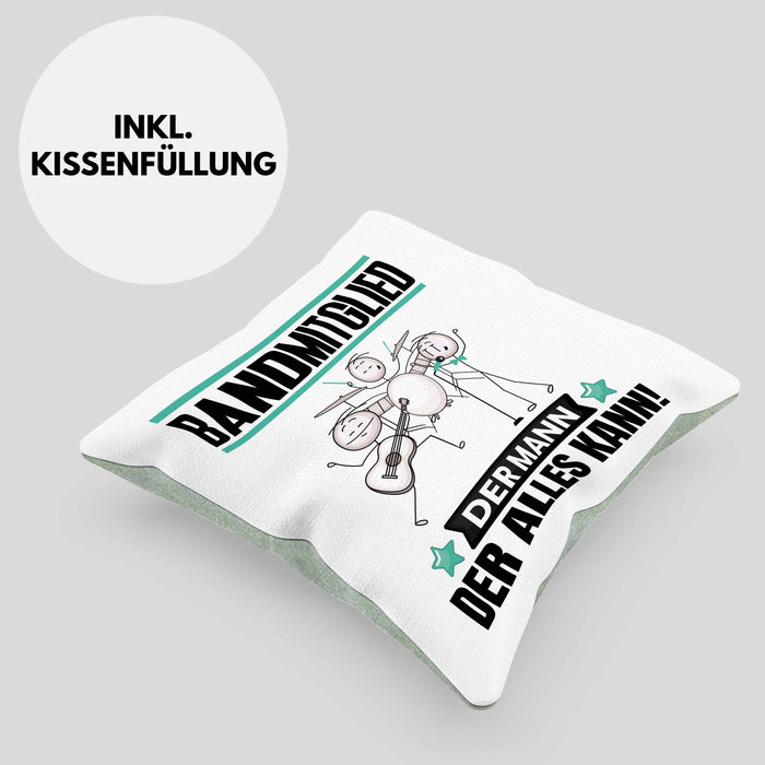 Bandmitglied Kissen mit Füllung 40x40 Geschenk für Bandmitglied Der Mann Der Alles Kann Geschenkidee zum Geburtstag (Grau) Grün Trendation