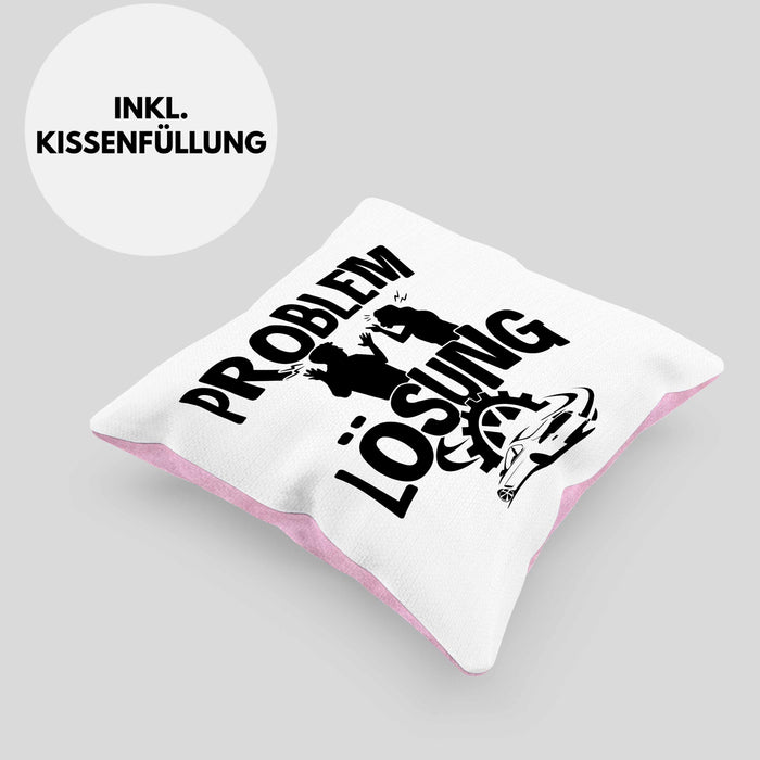 Auto Liebhaber Kissen mit Füllung 40x40 Geschenk für Driften Männer Geschenkidee Problem und Lösung Drifter (Grau) Rosa Trendation