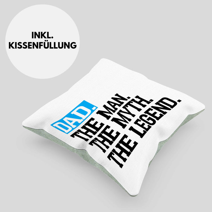 Kissen mit Füllung 40x40 für Vater Lustig "Dad The Man The Myth The Legend" Vatertag Spruch Geschenkidee (Grau) Grün Trendation