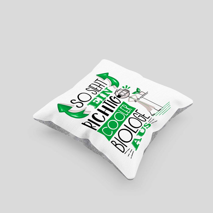Biologe Kissen mit Füllung 40x40 Geschenk So Sieht Ein RIchtig Cooler Biologe Aus Geschenkidee Lustiger Spruch Geburtstag Biologie Student (Grau) Grau Trendation