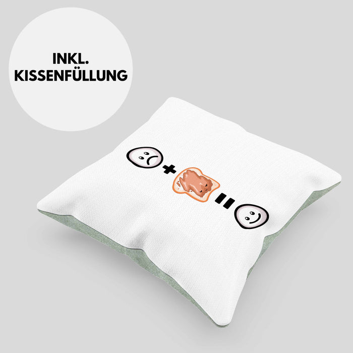 Erdnussbutter Kissen mit Füllung 40x40 Geschenk für Erdnussbutter-Liebhaber Lustige Geschenkidee :( + Peanutbutter = :) Geburtstag (Grau) Grün Trendation