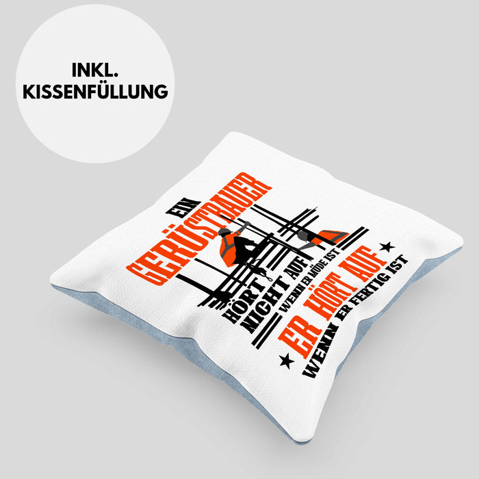 Kissen mit Füllung 40x40 für Gerüstbauer Geschenk Spuch Männer Gerüstbau (Grau) Blau Trendation