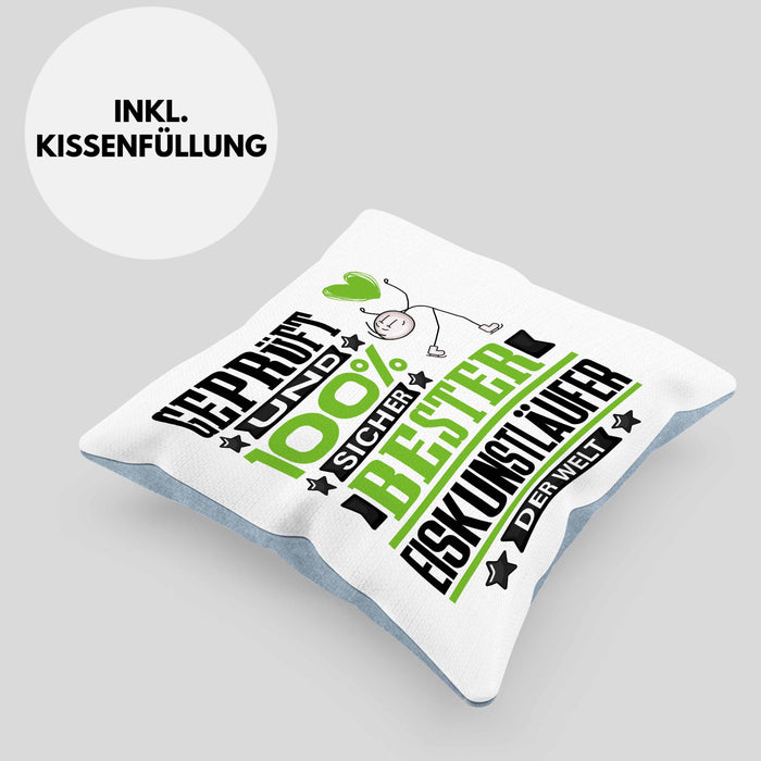 Eiskunstläufer Geschenk Lustiger Spruch für Eiskunstläufer Geschenkidee Bester Eiskunstläufer Der WeltKissen mit Füllung 40x40 (Grau) Blau Trendation