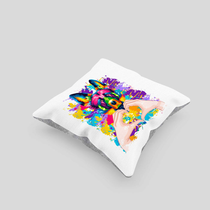 Schäferhund Besitzer Farbe Love Kissen mit Füllung 40x40 Geschenk Lustiger Spruch Geschenkidee Schäferhund Besitzerin (Grau) Grau Trendation