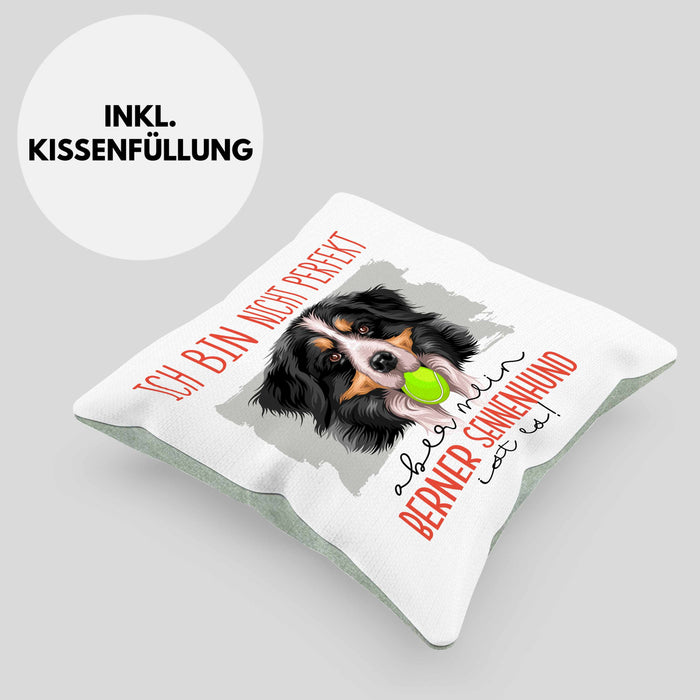 Berner Sennen Besitzer Kissen mit Füllung 40x40 Geschenk Lustiger Spruch Geschenkidee Besitzerin Ich Bin Nicht toll Aber Mein Berner Sennen Ist Es (Grau) Grün Trendation