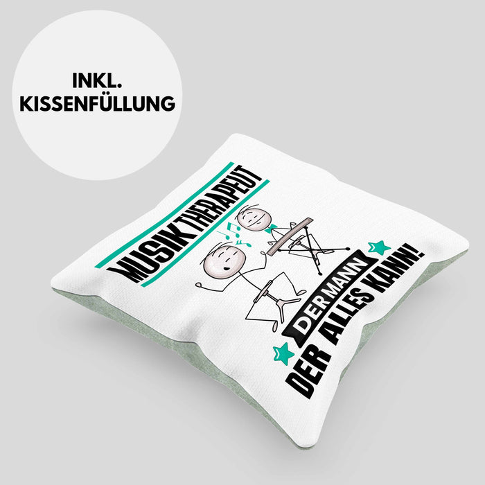 Musiktherapeut Kissen mit Füllung 40x40 Geschenk für Musiktherapeut Der Mann Der Alles Kann Geschenkidee zum Geburtstag (Grau) Grün Trendation