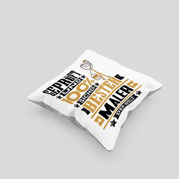 Maler Geschenk Lustiger Spruch für Maler Geschenkidee Bester Maler Der WeltKissen mit Füllung 40x40 (Grau) Grau Trendation