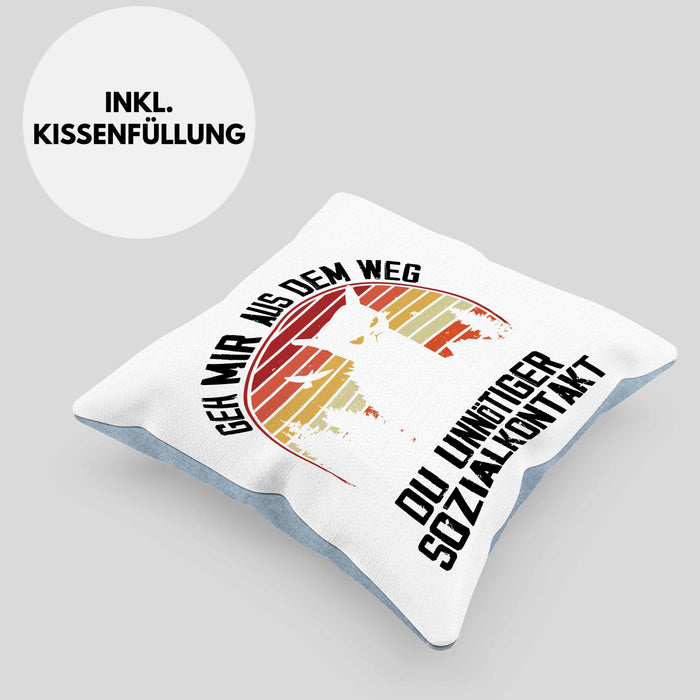 Lustige Kissen mit Füllung 40x40 Geschenk Geh Mir Aus Dem Weg DU Unnötiger Sozialkontakt Geschenkidee Frauen Sarkasmus Humor (Grau) Blau Trendation