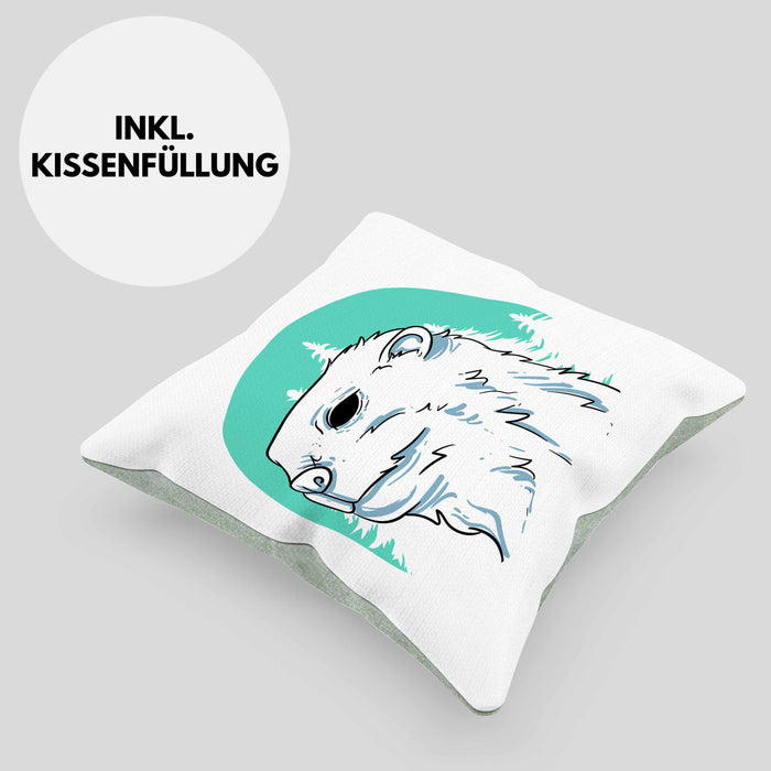 Otter Kissen mit Füllung 40x40 Geschenk Natur Otter-Liebhaber Geschenkidee Geburtstag (Grau) Grün Trendation