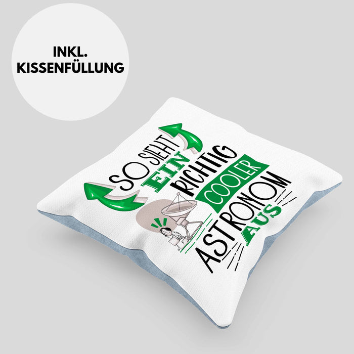 Astronom Kissen mit Füllung 40x40 Geschenk So Sieht Ein Richtig Cooler Astronom Aus Geschenkidee Spruch Lustig (Grau) Blau Trendation