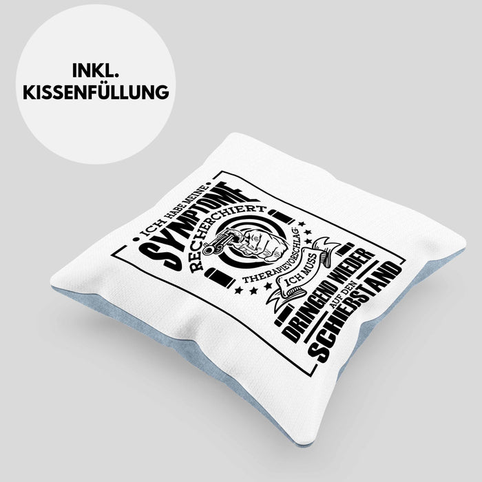 Lustige Schießen-Kissen mit Füllung 40x40 für Sportschützen Geschenk Ich Muss Dringend Wieder Auf Den Schießstand (Grau) Blau Trendation
