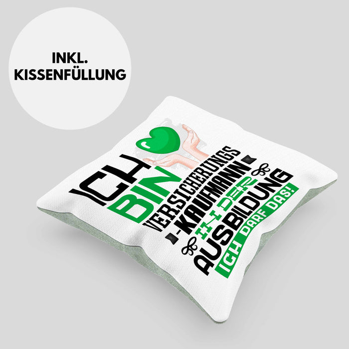 Versicherungskaufmann Ausbildung Kissen mit Füllung 40x40 Geschenk Ich Bin Versicherungskaufmann In Der Ausbildung Ich Darf Das Geschenkidee Spruch (Grau) Grün Trendation