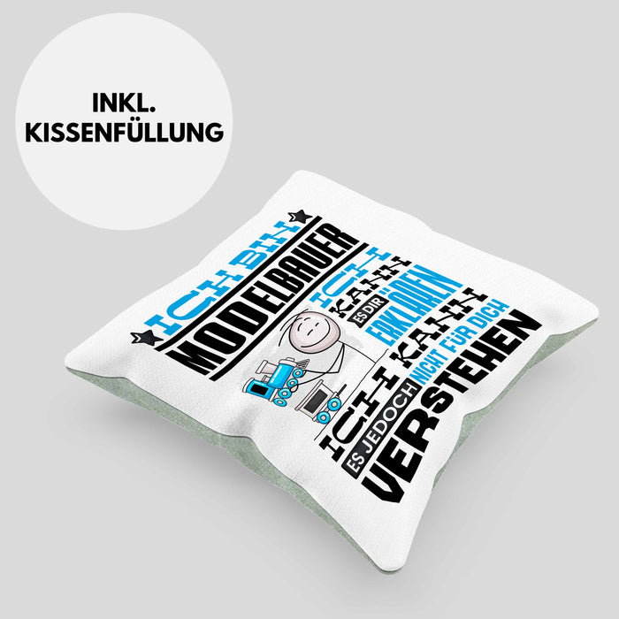 Modelbauer Geschenk Kaffee-Kissen mit Füllung 40x40 Geschenkidee für Modelbauer Ich Bin Modelbauer Ich Kann Es Dir Erklären Jedoch Nicht Für Dich Verstehen Spruch Lustig (Grau) Grün Trendation