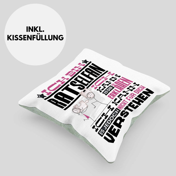 Rätselfan Geschenk Kaffee-Kissen mit Füllung 40x40 Geschenkidee für Rätselfan Ich Bin Rätselfan Ich Kann Es Dir Erklären Jedoch Nicht Für Dich Verstehen Spruch Lustig (Grau) Grün Trendation