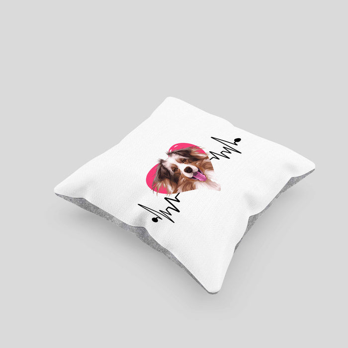 Australian Shepherd Besitzer Kissen mit Füllung 40x40 Geschenk Lustiger Spruch Geschenkidee Herzschlag Australian Shepherd (Grau) Grau Trendation