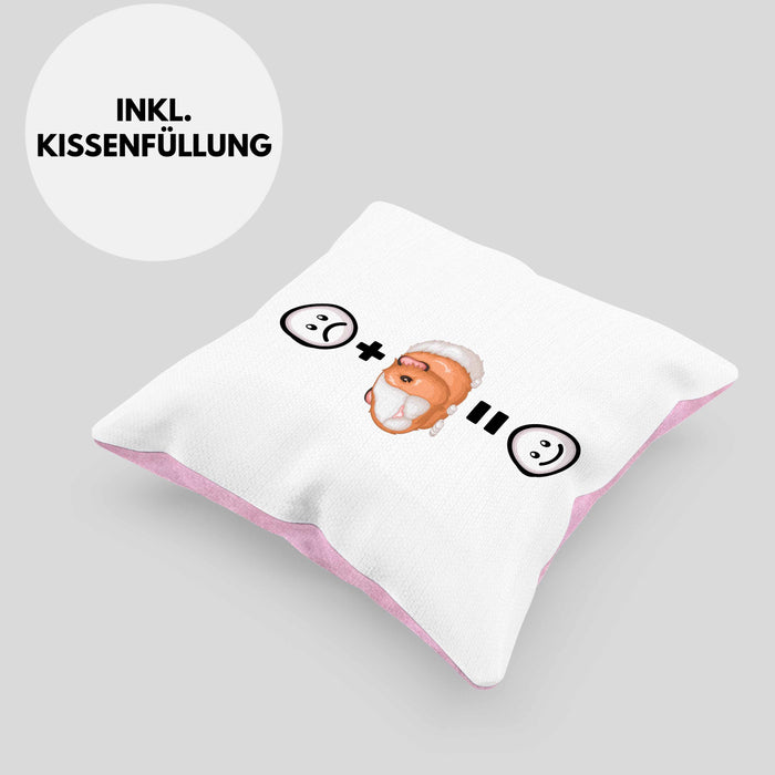 Meerschweinchen Kissen mit Füllung 40x40 Geschenk für Meerschweinchen Besitzer :( + Meerschweinchen = :) Lustige Geschenkidee Geburtstag (Grau) Rosa Trendation