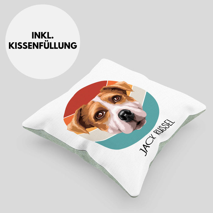 Jack Russel Besitzer Kissen mit Füllung 40x40 Geschenk Lustiger Spruch Geschenkidee Jack Russel Mama Papa (Grau) Grün Trendation