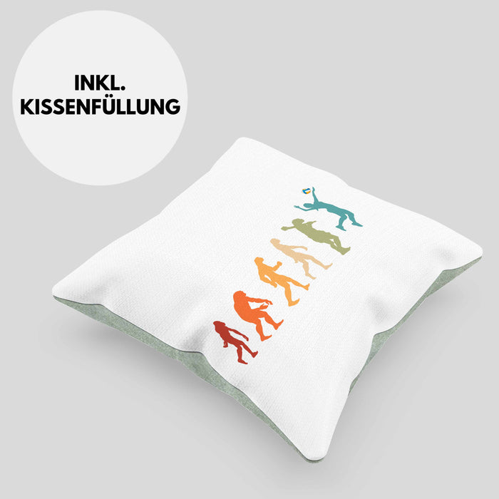 Volleyball Geschenk Kissen mit Füllung 40x40 Evolution Coach Herren Mädchen Kaffee Zubehör Volleyball-Spieler Spielerin (Grau) Grün Trendation
