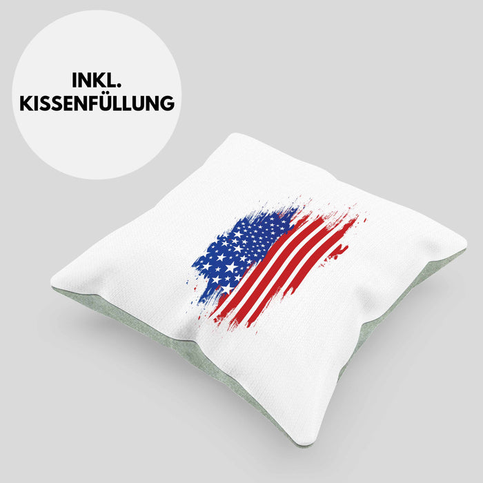 USA Kissen mit Füllung 40x40 Geschenk Amerika Geschenkidee Auslandjahr Vereinigte Staaten Von Amerika (Grau) Grün Trendation