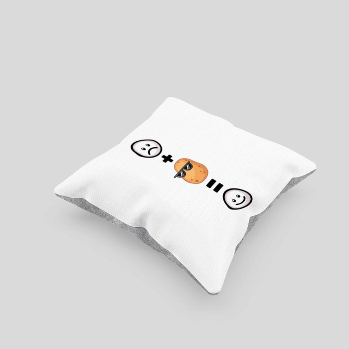 Kartoffel Kissen mit Füllung 40x40 Geschenk für Kartoffel-Fans Lustige Geschenkidee :( + Kartoffel = :) Geburtstag (Grau) Grau Trendation