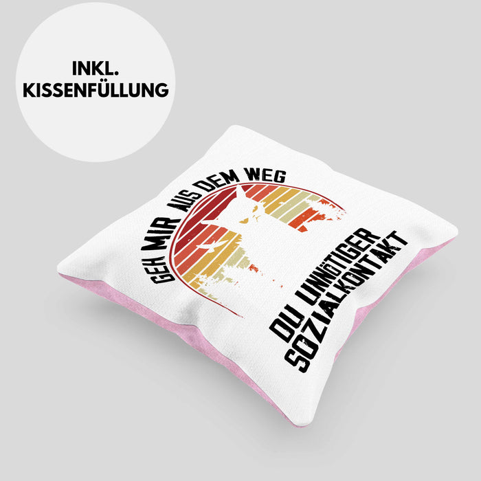 Lustige Kissen mit Füllung 40x40 Geschenk Geh Mir Aus Dem Weg DU Unnötiger Sozialkontakt Geschenkidee Frauen Sarkasmus Humor (Grau) Rosa Trendation