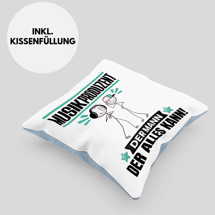 Musikproduzent Kissen mit Füllung 40x40 Geschenk für Musikproduzent Der Mann Der Alles Kann Geschenkidee zum Geburtstag (Grau) Blau Trendation