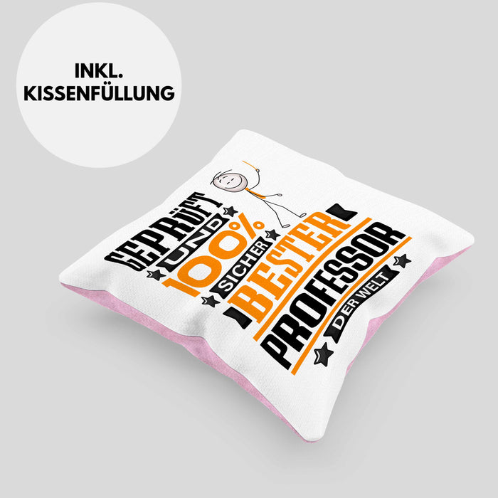 Professor Geschenk Lustiger Spruch für Professor Geschenkidee Bester Professor Der WeltKissen mit Füllung 40x40 (Grau) Rosa Trendation
