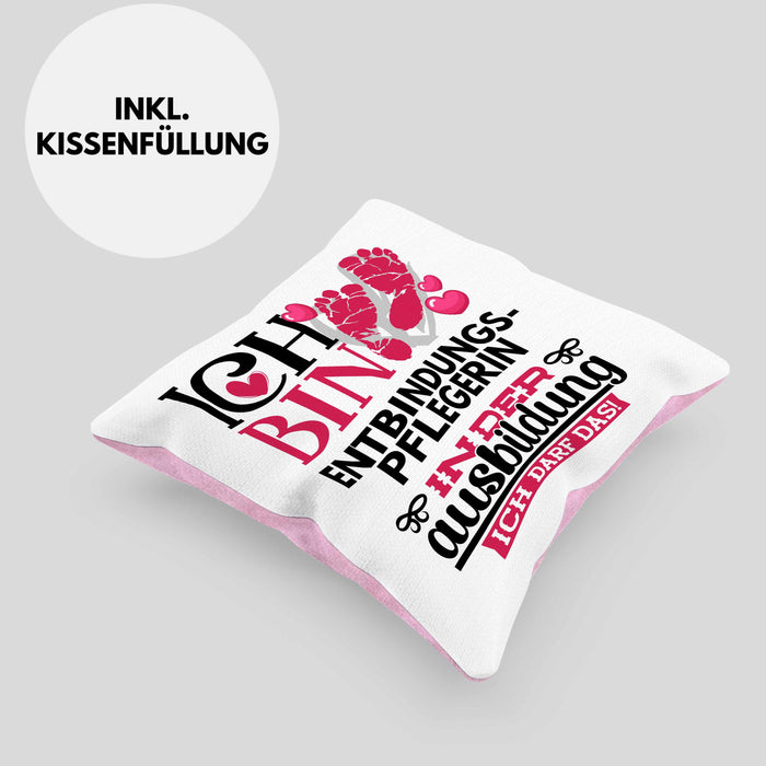 Entbindungspflegerin Ausbildung Start Geschenk Kissen mit Füllung 40x40 Ich Bin Entbindungspflegerin In Der Ausbildung Ich Darf Das Geschenkidee (Grau) Rosa Trendation