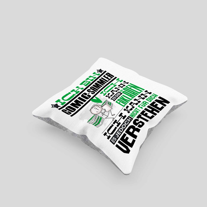 Comic-Sammler Geschenk Kaffee-Kissen mit Füllung 40x40 Geschenkidee für Comic-Sammler Ich Bin Comic-Sammler Ich Kann Es Dir Erklären Jedoch Nicht Für Dich Verstehen Spruch Lustig (Grau) Grau Trendation
