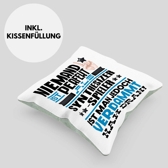 Synthesizer-Spieler Geschenk Kissen mit Füllung 40x40 Lustige Geschenkidee für Synthesizer-Spieler Geburtstag Niemand Ist Perfekt Aber Als Synthesizer-Spieler Ist Man Nah Dran (Grau) Grün Trendation