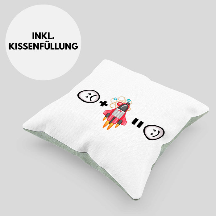 Astrophysik Kissen mit Füllung 40x40 Geschenk für Raketenwissenschaftler Lustige Geschenkidee :( + Rakete = :) (Grau) Grün Trendation