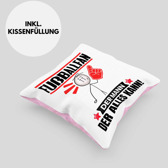 Fußballfan Kissen mit Füllung 40x40 Geschenk für Fußballfan Der Mann Der Alles Kann Geschenkidee zum Geburtstag (Grau) Rosa Trendation