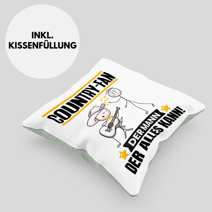Country-Fan Kissen mit Füllung 40x40 Geschenk für Country-Fan Der Mann Der Alles Kann Geschenkidee zum Geburtstag (Grau) Grün Trendation