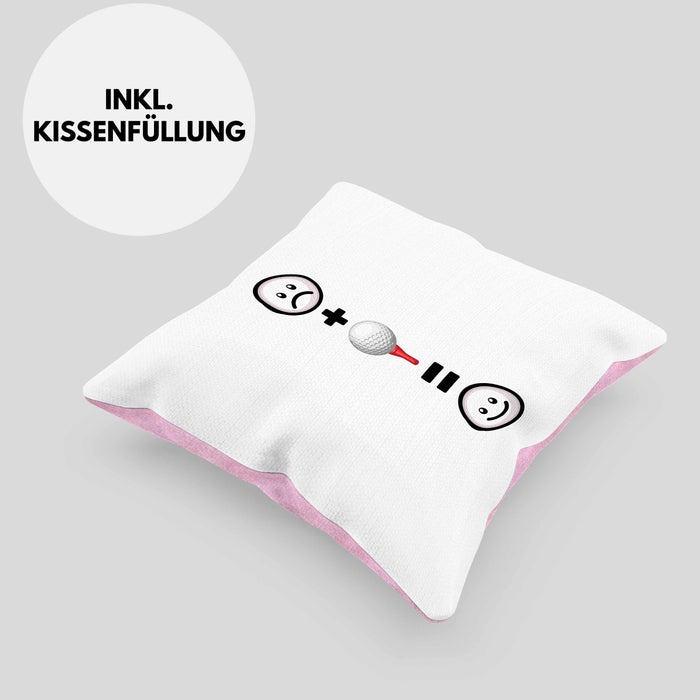 Golf Kissen mit Füllung 40x40 Geschenk für Golf-Spieler Lustige Geschenkidee :( + Golfball = :) (Grau) Rosa Trendation