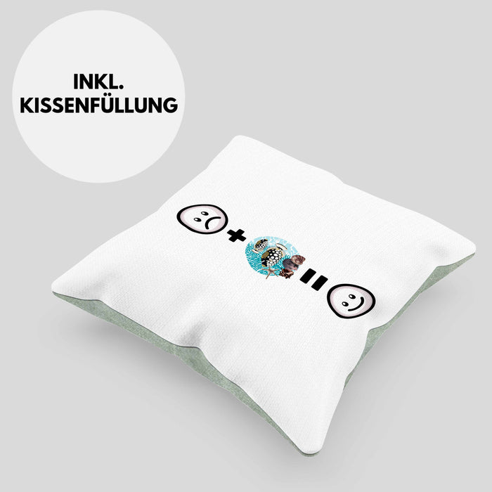 Fisch Kissen mit Füllung 40x40 Geschenk für Aquaristen Aquarium :( + Fische = :) Lustige Geschenkidee Geburtstag (Grau) Grün Trendation