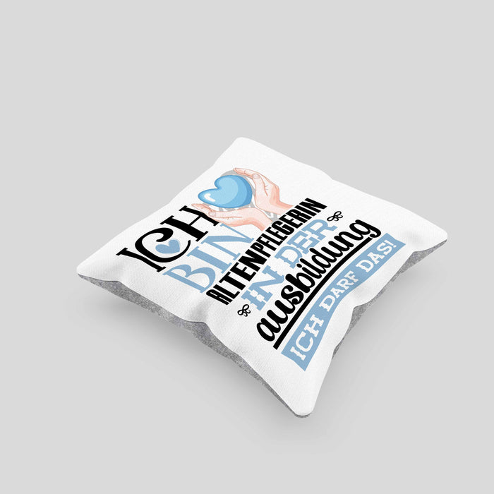 Altenpflegerin Ausbildung Start Geschenk Kissen mit Füllung 40x40 Ich Bin Altenpflegerin In Der Ausbildung Ich Darf Das Geschenkidee (Grau) Grau Trendation