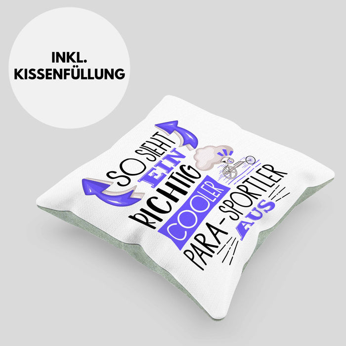 So Sieht Ein Richtig Cooler Para-Sportler Aus Geschenk Kissen mit Füllung 40x40 Lustiger Spruch Geschenkidee (Grau) Grün Trendation