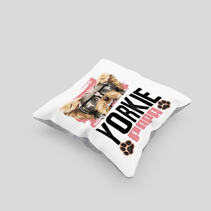 Yorkie Papa Besitzer Kissen mit Füllung 40x40 Geschenk Lustiger Spruch Geschenkidee Yorkie Liebhaber (Grau) Grau Trendation