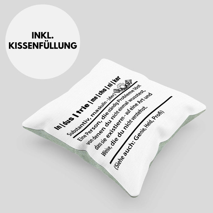 Industriemechaniker Geschenk Kissen mit Füllung 40x40 Spruch Männer Definition Lustige Geschenkidee für Industriemechaniker (Grau) Grün Trendation