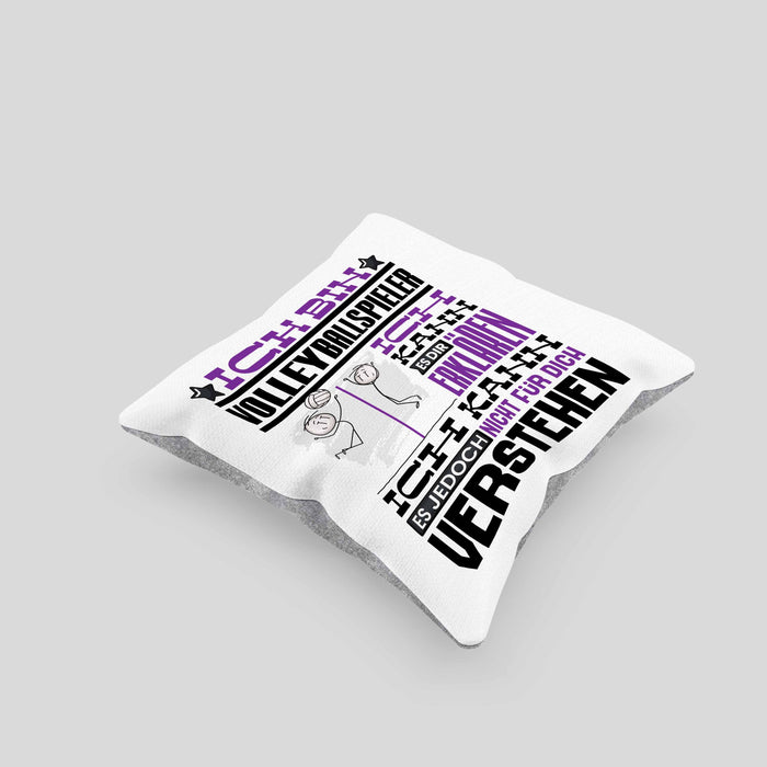 Volleyballspieler Geschenk Kaffee-Kissen mit Füllung 40x40 Geschenkidee für Volleyballspieler Ich Bin Volleyballspieler Ich Kann Es Dir Erklären Jedoch Nicht Für Dich Verstehen Spruch Lustig (Grau) Grau Trendation