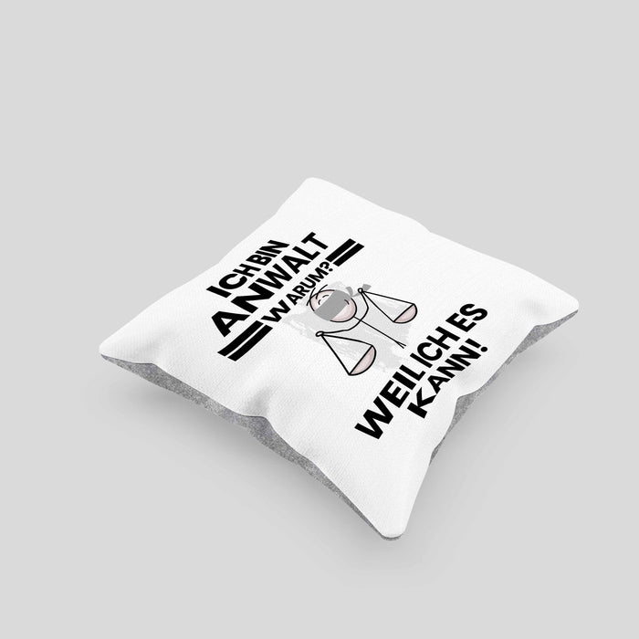 Anwalt Geschenk Kissen mit Füllung 40x40 Lustiger Spruch Ich Bin Anwalt Warum Weil Ich Es Kann Geschenkidee Bester Anwalt Geburtstag (Grau) Grau Trendation